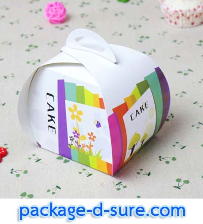 กล่องหูหิ้ว ทรงโดม เปิดบน 2 ด้าน 9x7.5x10 ลายดอกไม้ สีรุ้ง