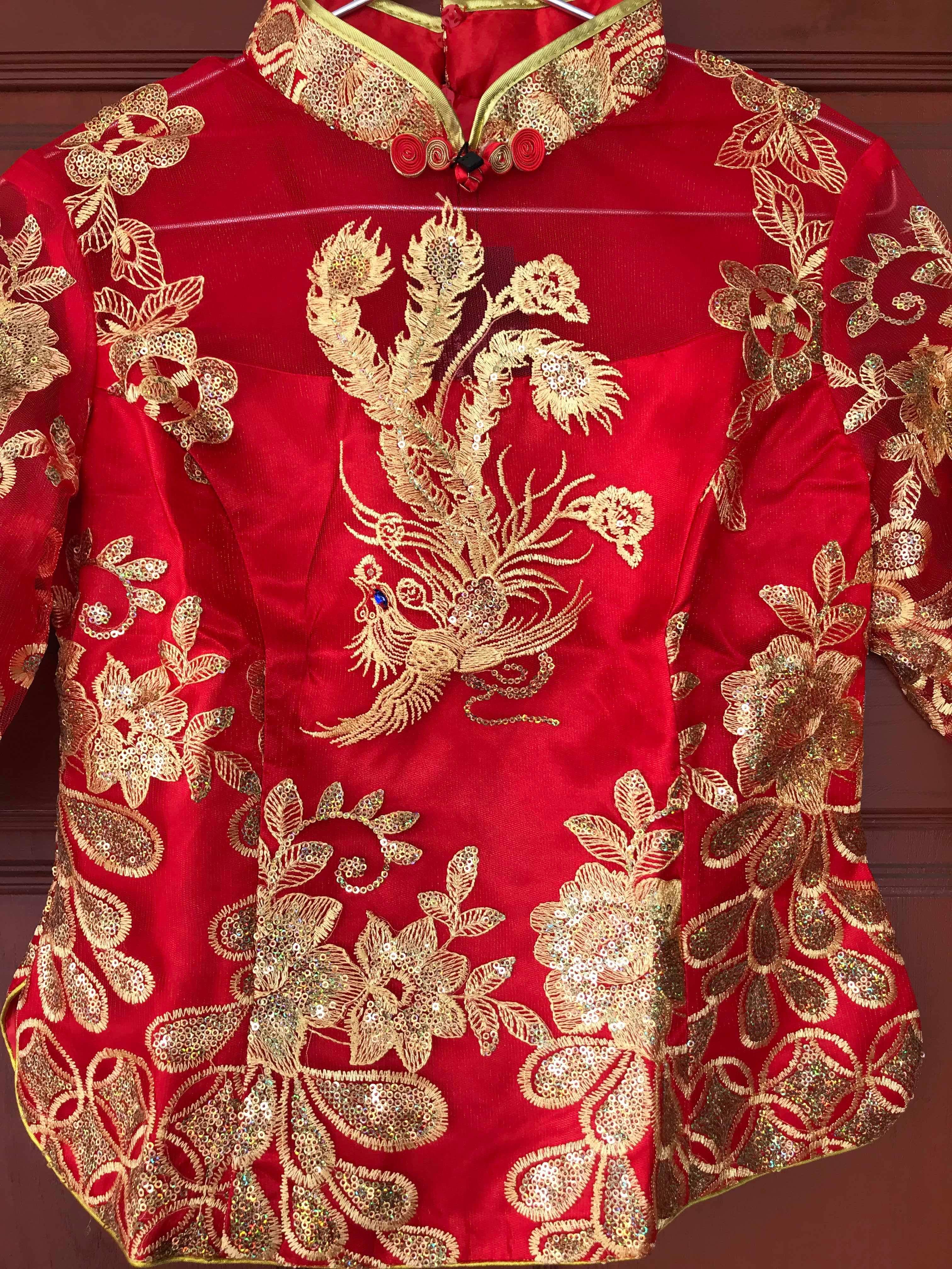 ชุดเจ้าสาวสีแดง รหัส WED#1# 165 สินค้าพร้อมส่ง