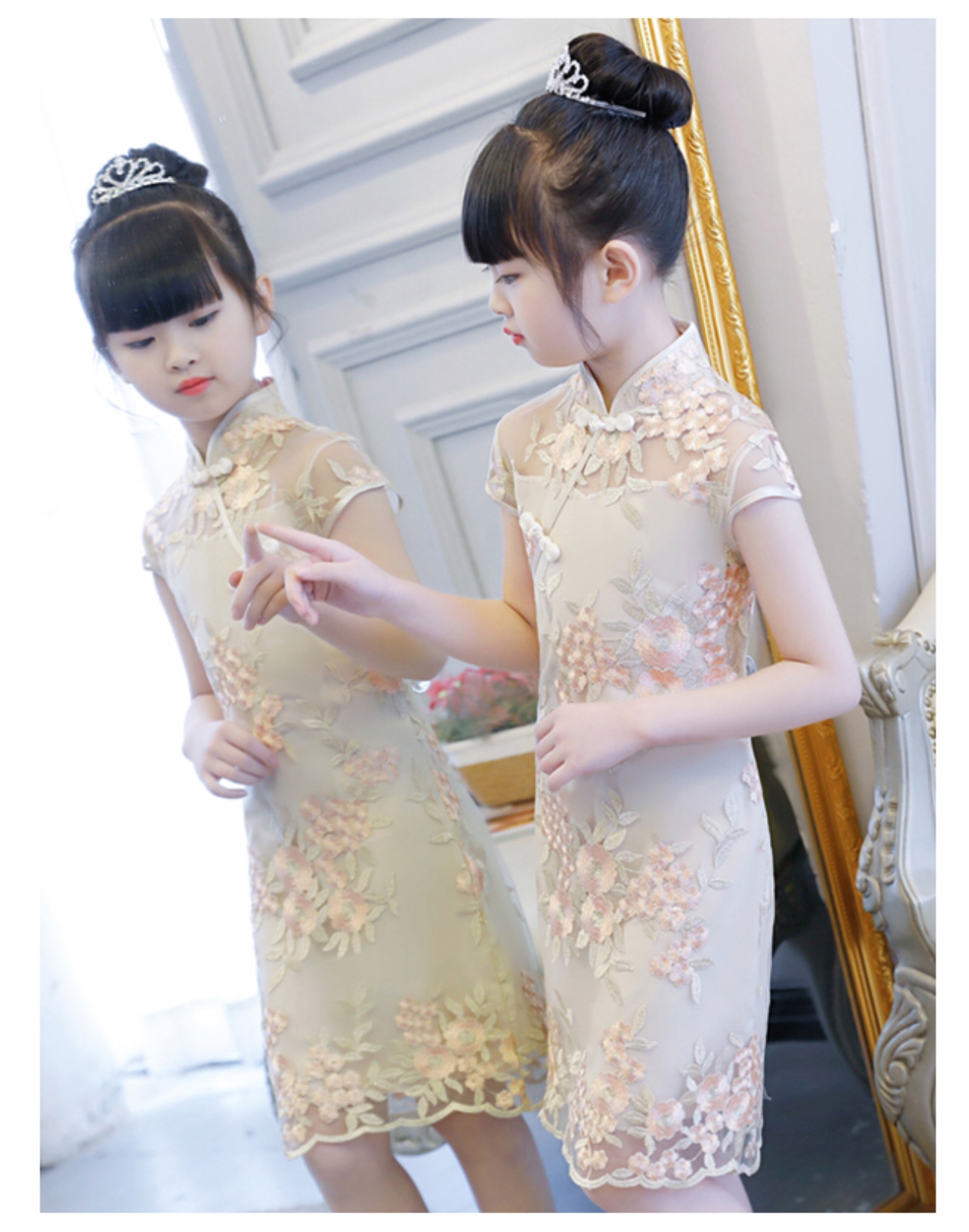 เดรสลูกไม้ สีเบจ รหัส LY. 89 สินค้าพร้อมส่ง