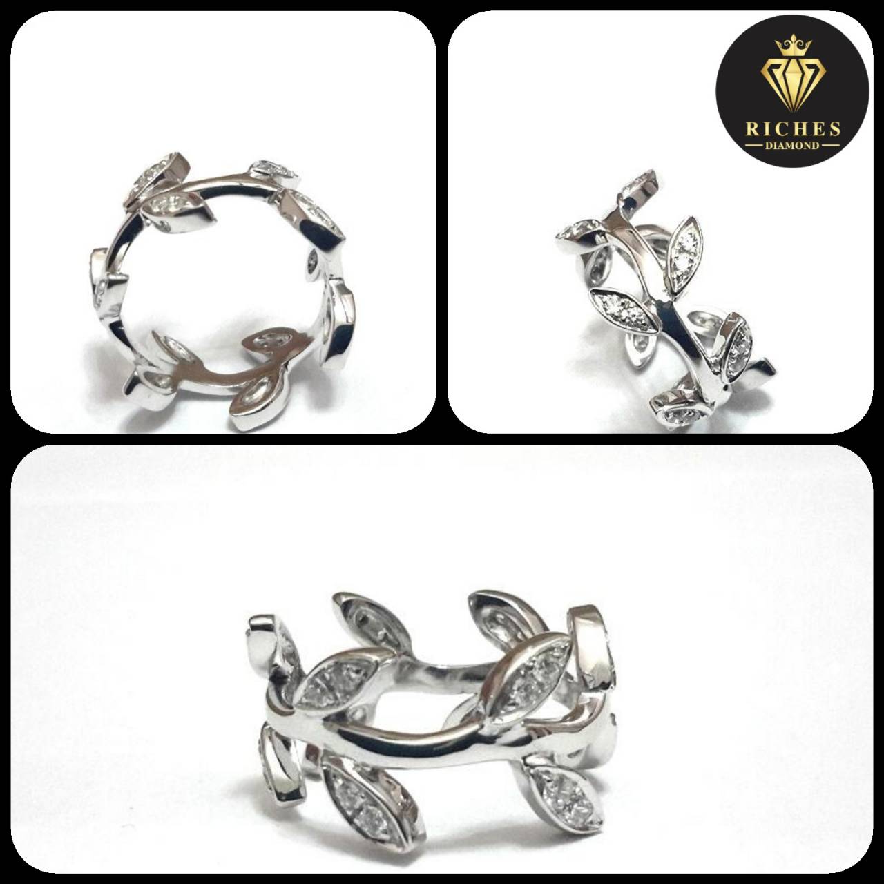 แหวนใบมะกอกเพชรแท้น้ำหนักรวม 0.24 cts