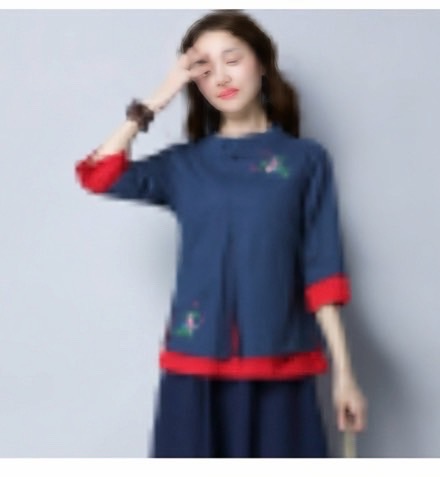 เสื้อจีนสไตล์โบราณ ผ้าซาติน ลายสกรีน