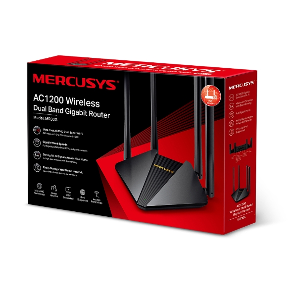 MR30G เราเตอร์กิกะบิต Dual Band Wireless AC1200 แบรนด์ MERCUSYS รับประกันสินค้า 3 ปี