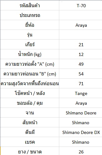 จักรยาน Araya สภาพสวย ล้อ26นิ้ว เฟรมท่อTange ไซส์ M