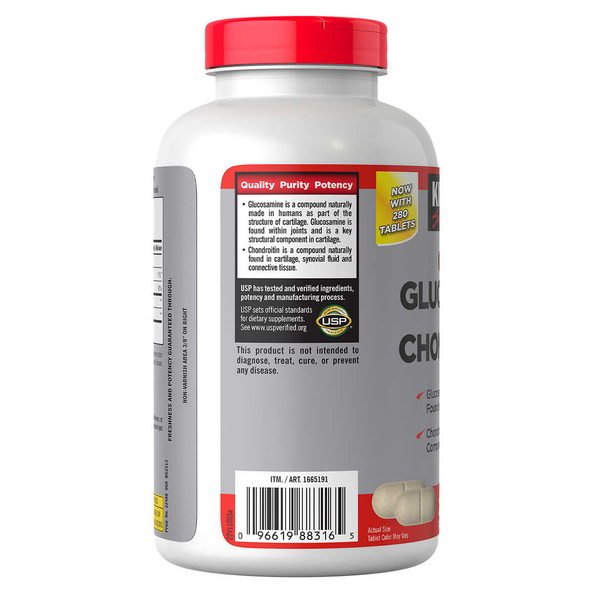 Kirkland Glucosamine HCI 1500 mg/Chondroitin Sulfate 1200 mg - 280 เม็ด หมดอายุ 03/2028
