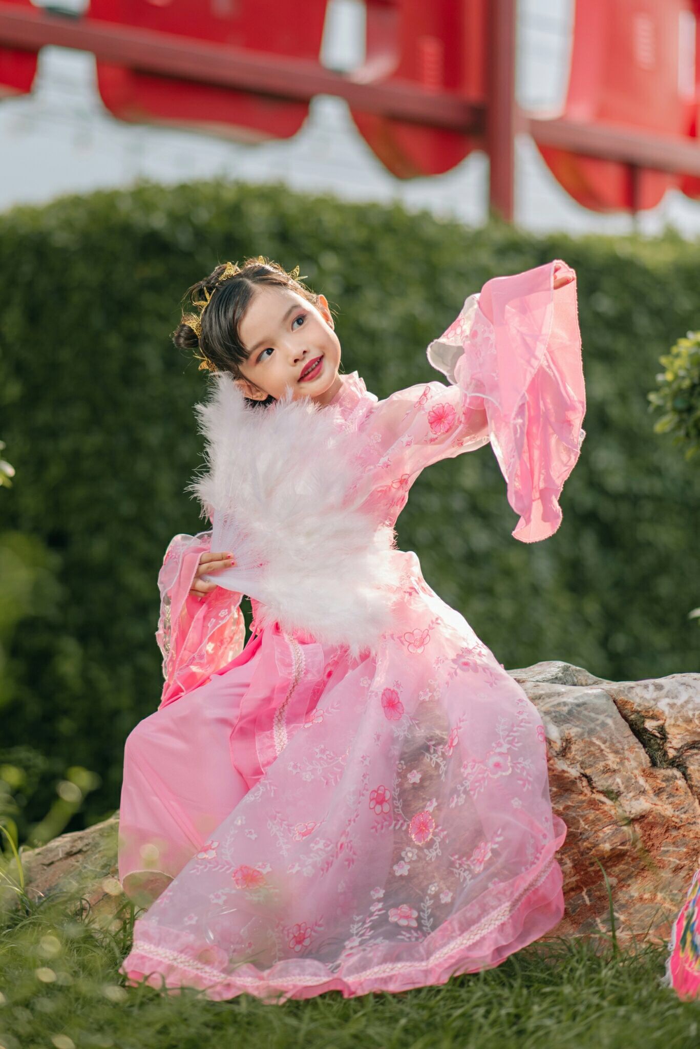 ชุดจีนเด็กฮั่นสีชมพู รหัส /ZZ90สินค้าพร้อมส่ง