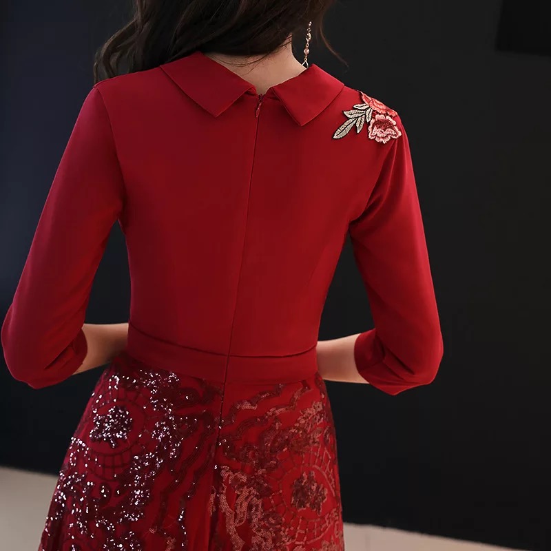 เดรสยาว ผ้าเส้นใยสังเคราะห์ +ซาติน+spandex เนื้อดี ใส่สบาย ผ้านุ่ม รหัส US 48