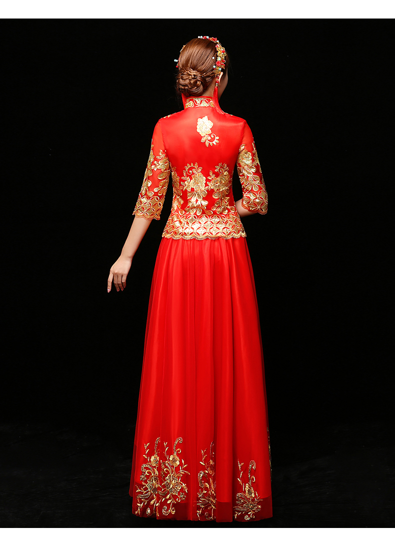 ชุดเจ้าสาวสีแดง รหัส WED#2# 159 สินค้าพร้อมส่ง