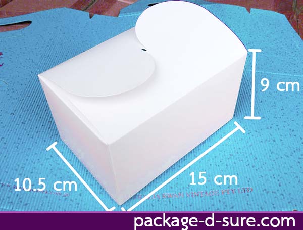 กล่องสี่เหลี่ยม ทรงสูง พับบนสองข้าง 10.5x15x9 สีขาว