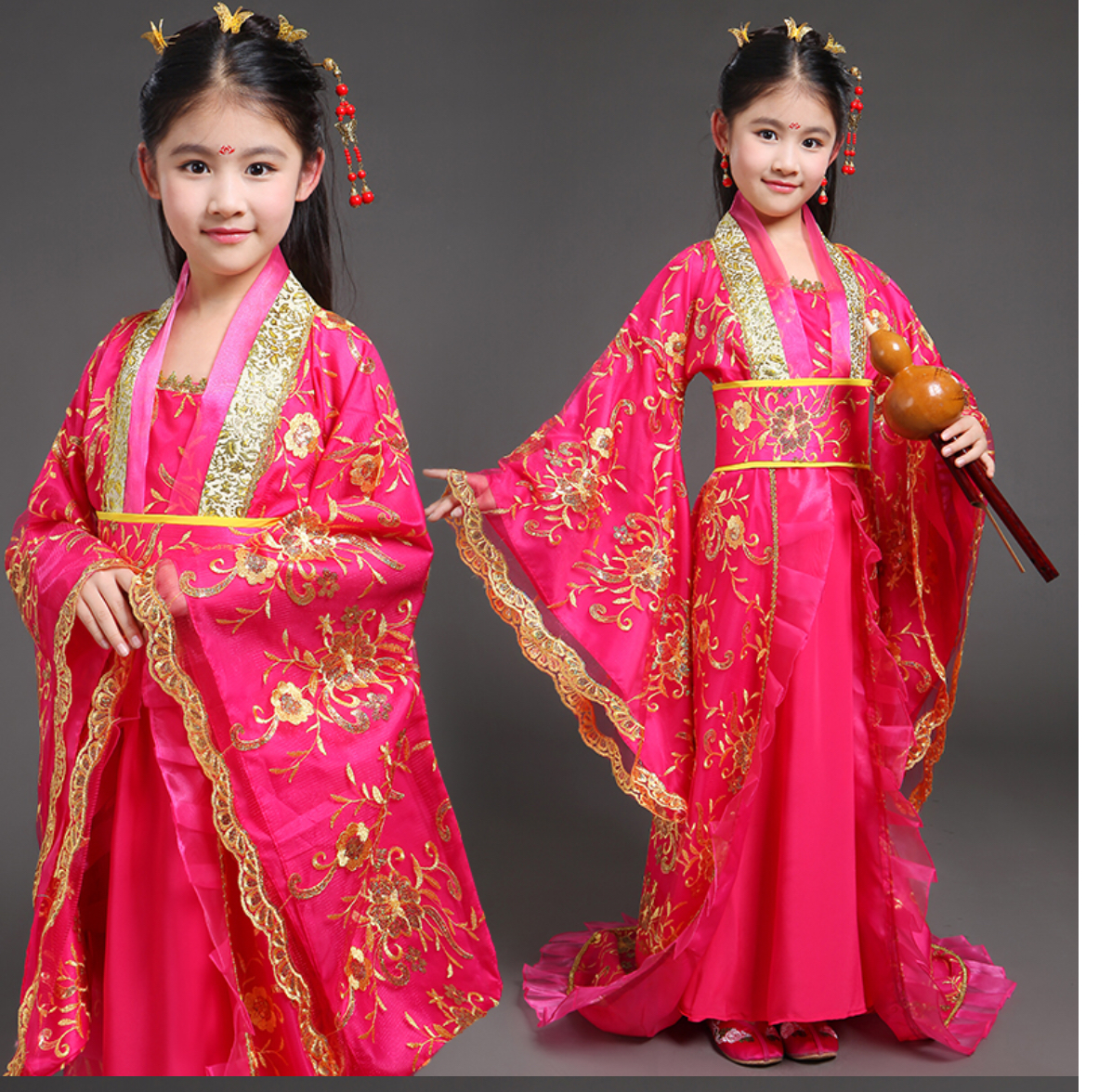 ชุดจีนฮั่นเด็ก สีชมพูเข้ม รหัส JIA134 สินค้าพร้อมส่ง