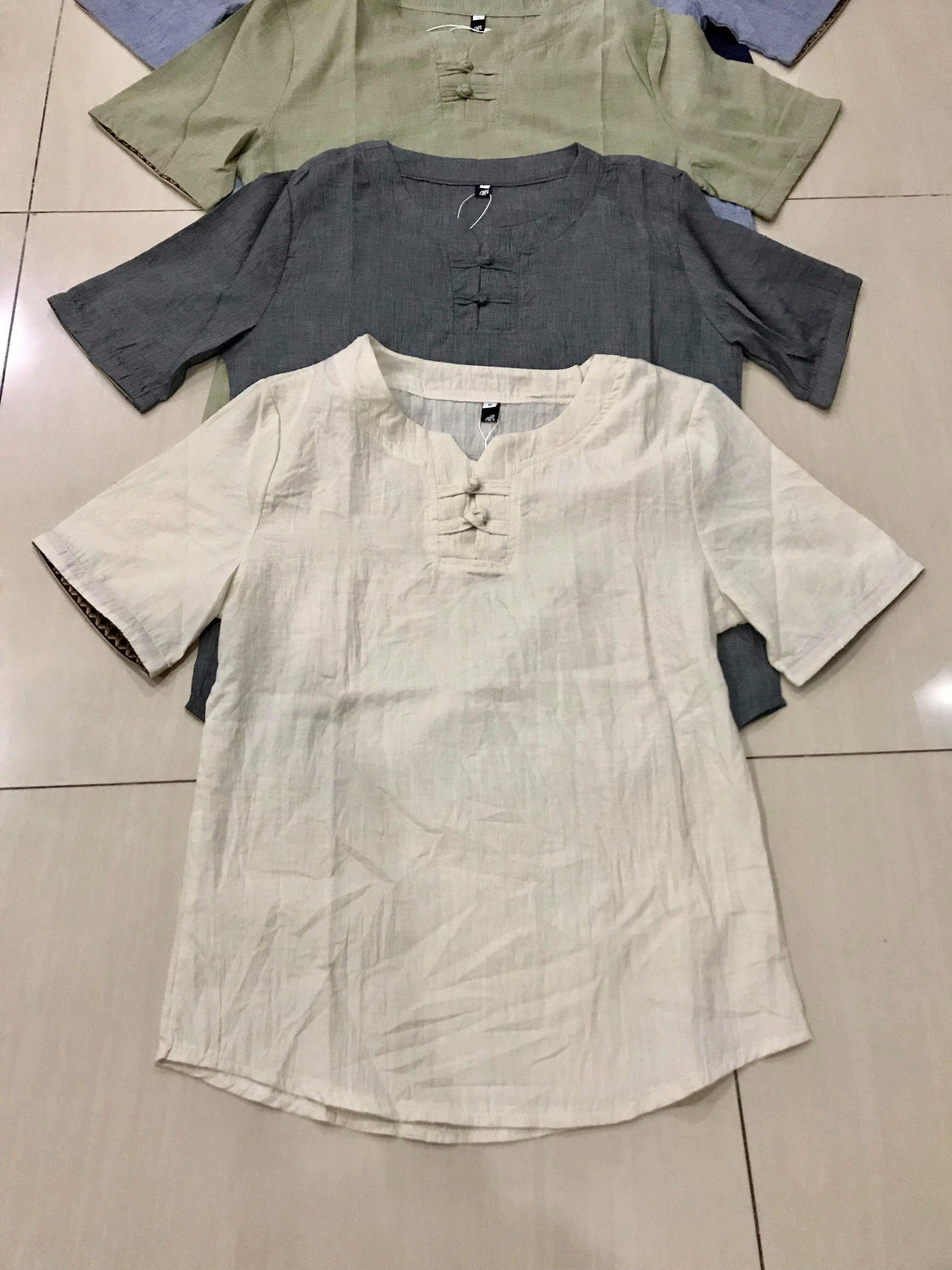 เสื้อจีนชาย ผ้าฝ้าย แขนสั้น สีฟ้า รหัส CT 32 สินค้าพร้อมส่ง ราคา 670 บาท