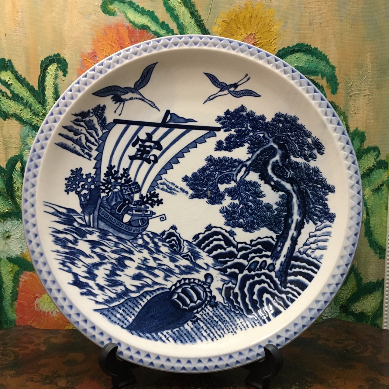 จานลายคราม Blue&white ลายมงคลญี่ปุ่น