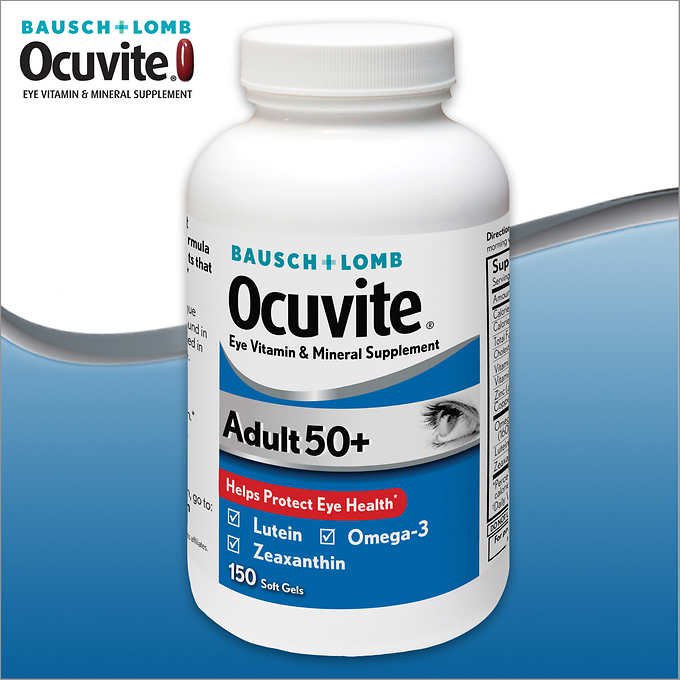 Ocuvite Adult 50+ 150 softgels จาก Bausch + Lomb วิตามินบำรุงตาสำหรับผู้ใหญ่อายุ 50 ปีขึ้นไป หมดอายุ 05/2026