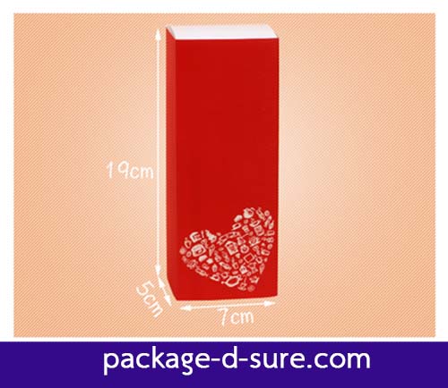 โปรโมชั่น//กล่องมาการองใส่ 6 ชิ้น 7x18.8x5.3 สีแดง หัวใจขาว