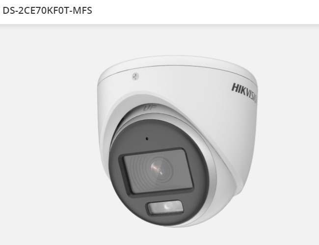 3K ColorVu Audio Fixed Turret Camera 5MP Hikvision DS-2CE70KF0T-MFS
