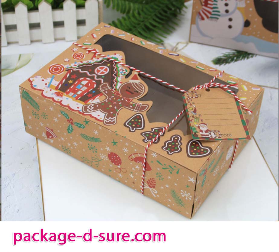 กล่องคราฟสี่เหลี่ยมผืนผ้า เปิดบน 22x15x7 ลาย Gingerbread Cookie
