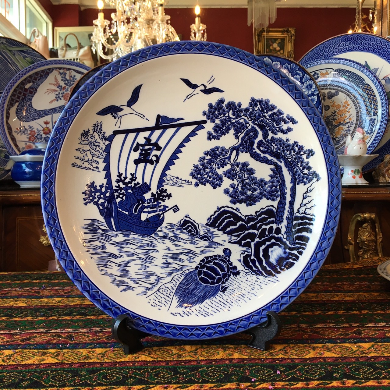 จานลายคราม Blue&white ลายมงคลญี่ปุ่น