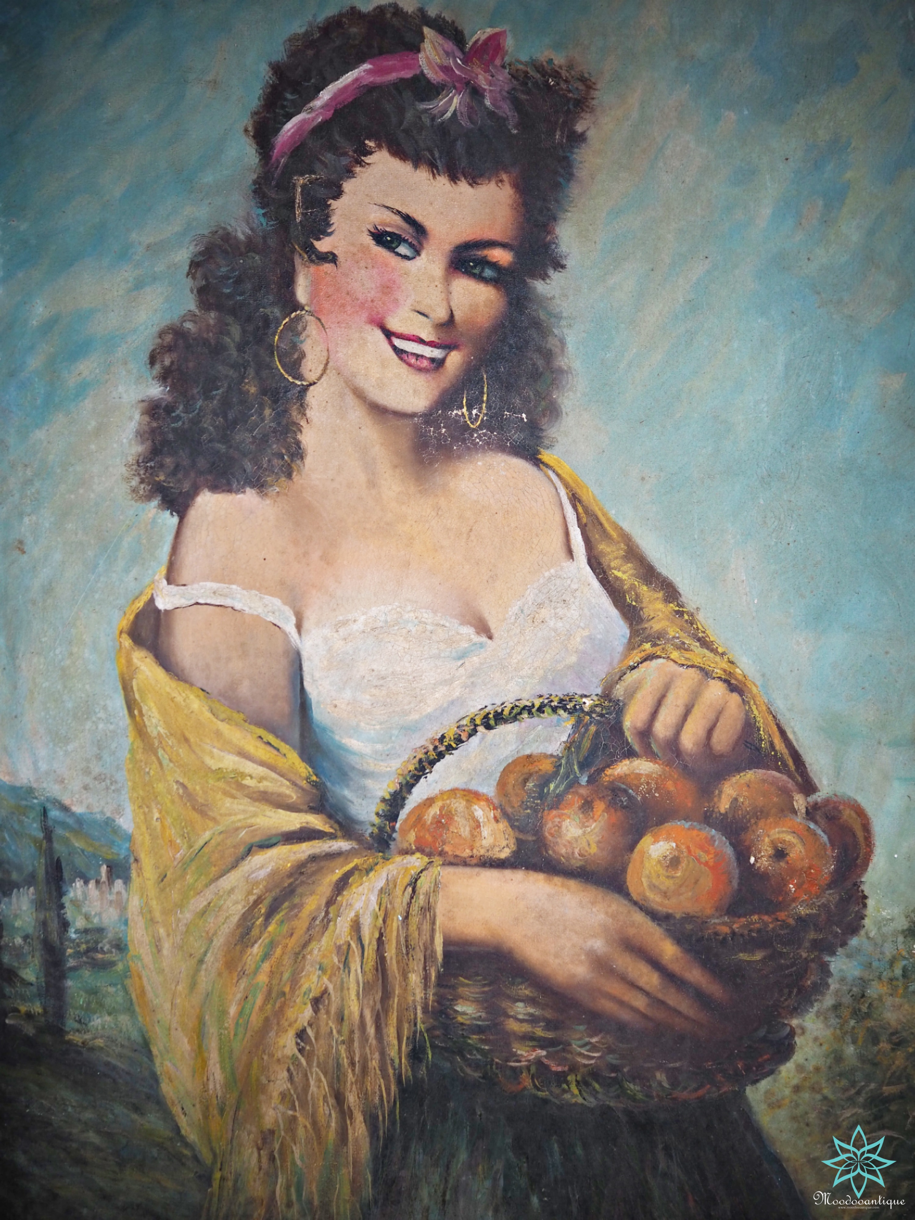 Gypsy Girl ภาพวาดTorino สไตส์ Boho บนผ้าใบ ศิลปิน OZHAN