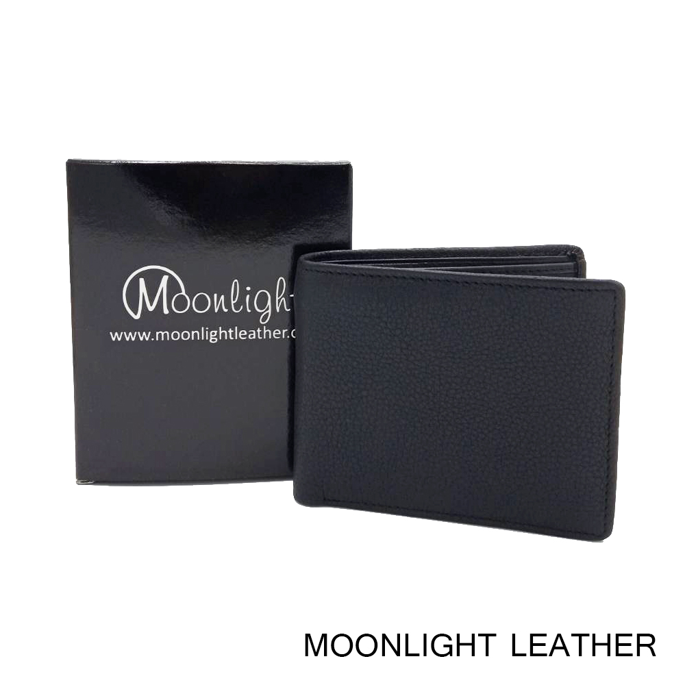 กระเป๋าสตางค์หนังวัวแท้ สำหรับผู้ชาย แบรนด์ Moonlight รุ่น Zean สีดำ สวย ทน เบาบาง นิ่มมาก พร้อมกล่องเป็นของขวัญได้