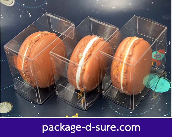 กล่องมาการองใส่ 1 ชิ้น 4.8x4.8+2.3 พลาสติกใส แพค 5 ใบ