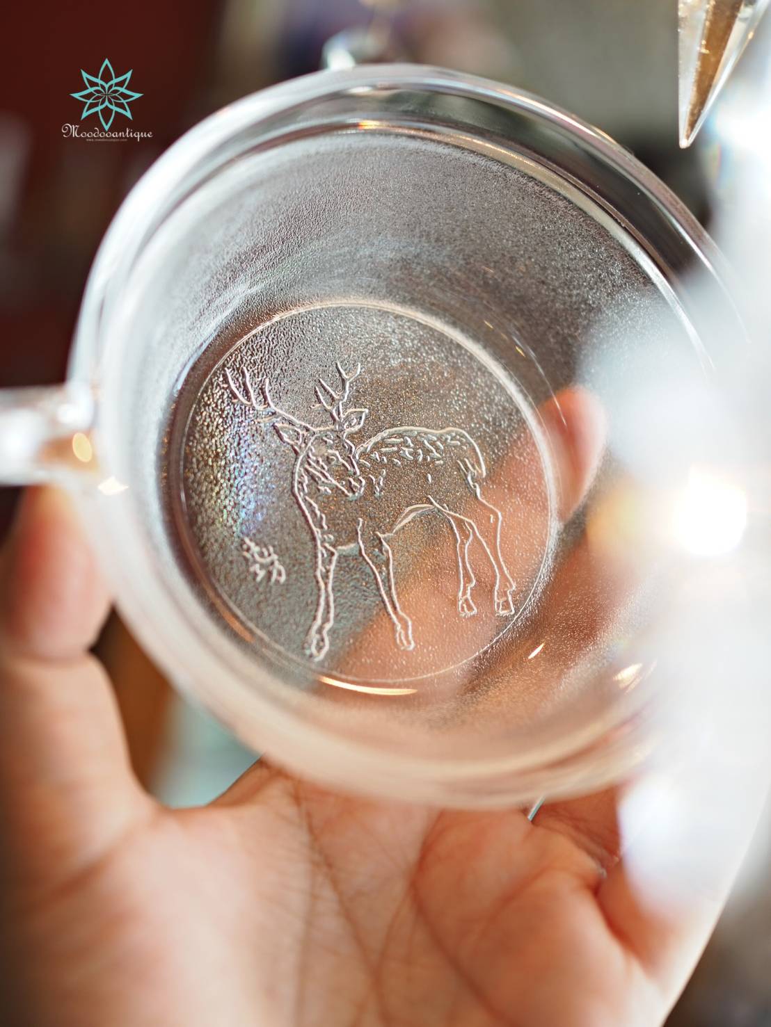 ชามแก้วลายกวาง มุนาคาตะ ชิโกะ ทรงกลม