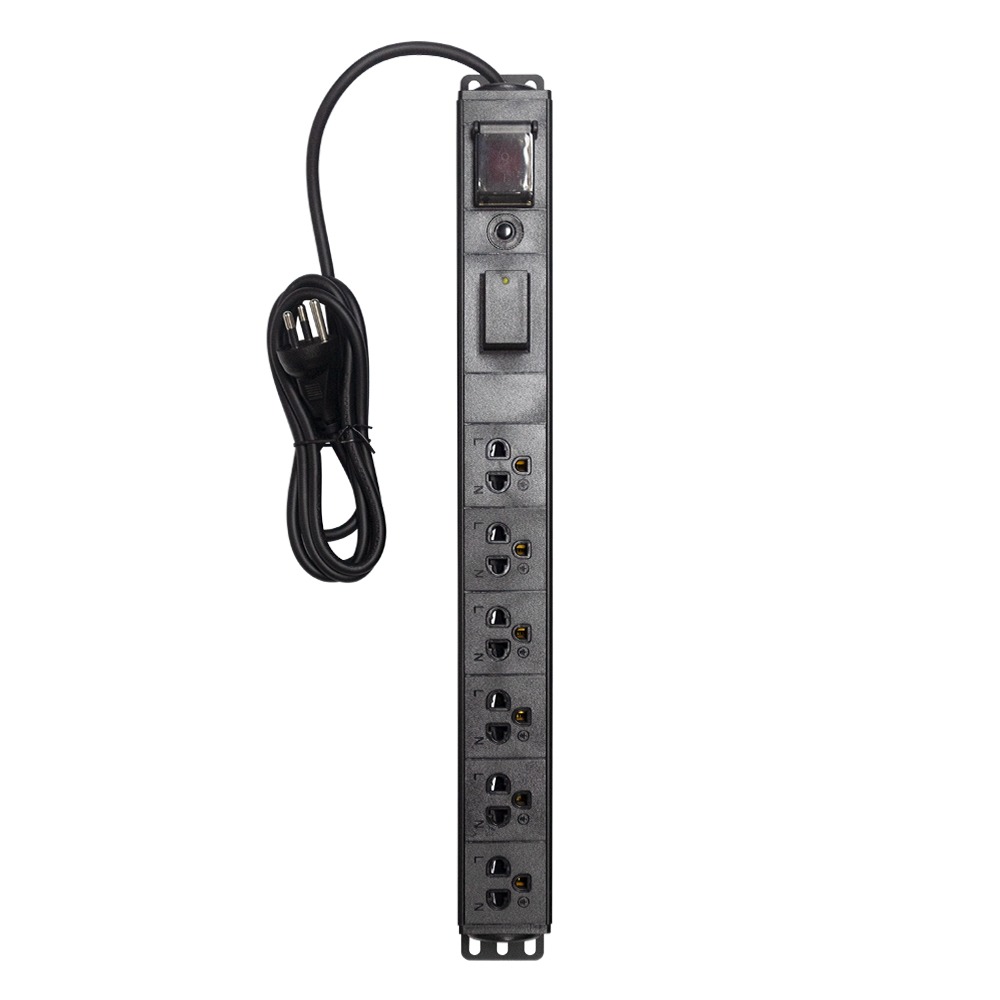 GPDU-08K BLACK รางปลั๊กไฟ 6ช่อง Surge + Overload Glink