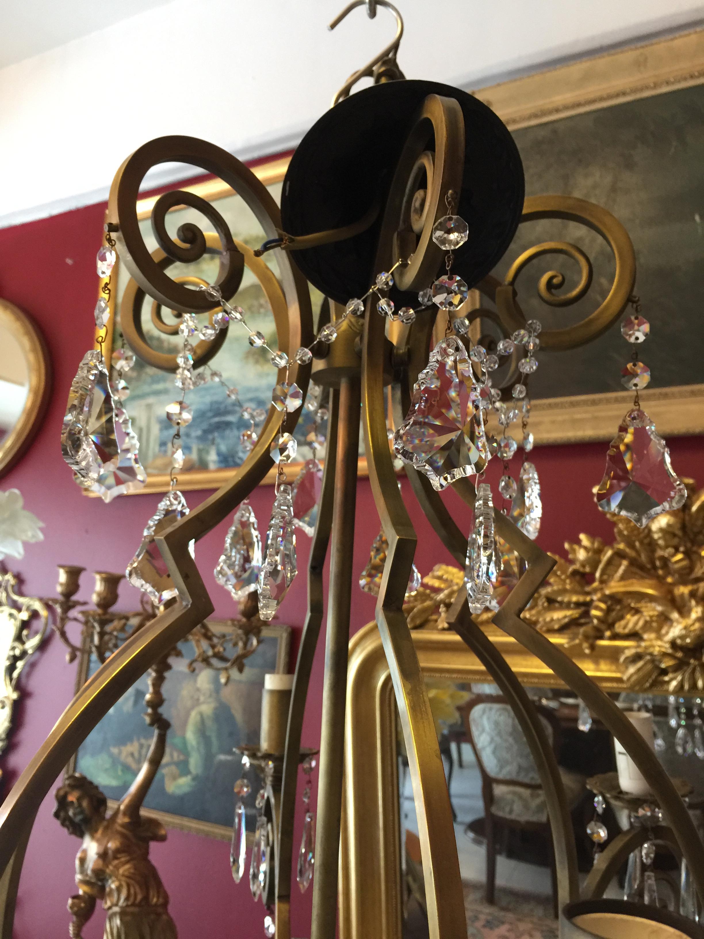 SOLD OUT French Brass and asfour crystal chandeliers with 6 lights