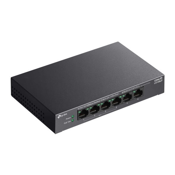 LS106LP 6-Port 10/100Mbps Desktop Switch with 4-Port PoE+