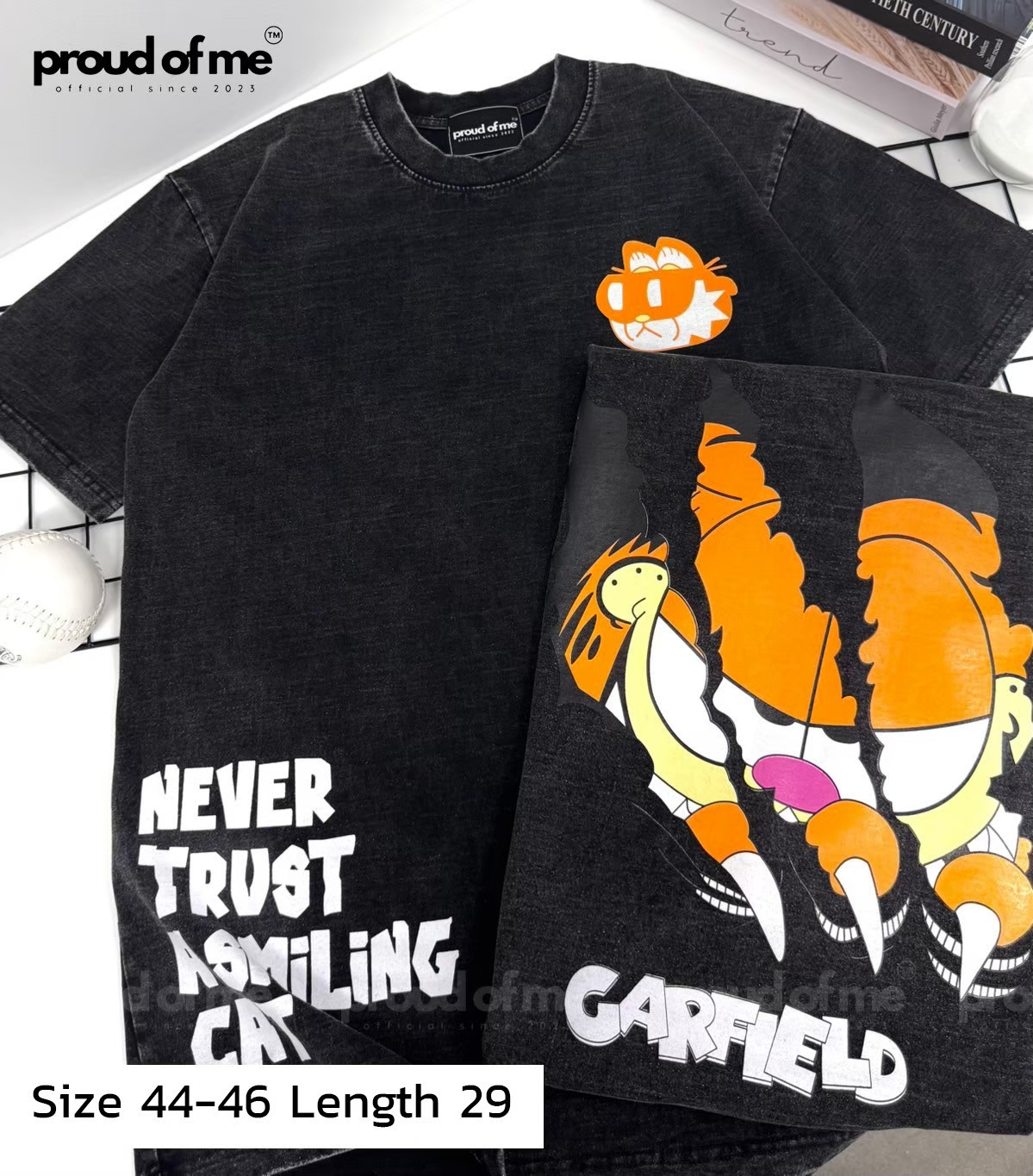 เสื้อยืดงานฟอกลายแมวการ์ฟิว