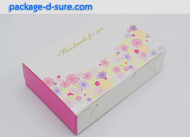 กล่องสี่เหลี่ยมผืนผ้า เปิดบน 11.4x17x5 สีขาวลายดอกไม้