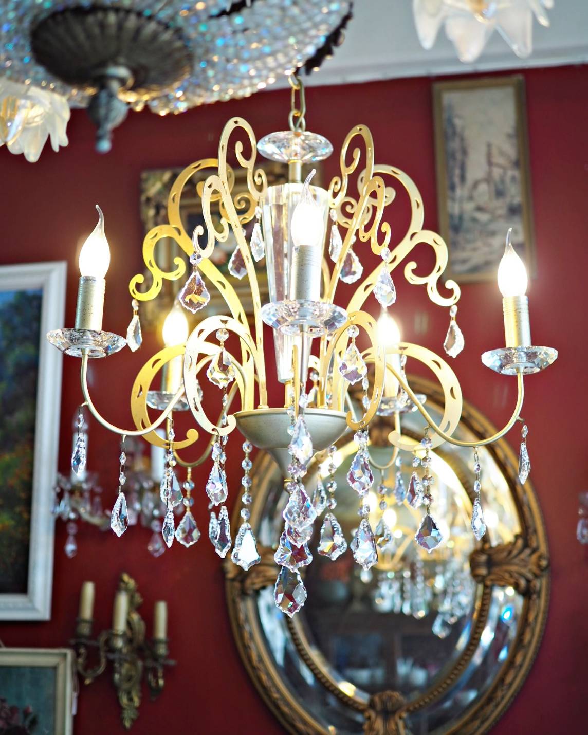 chanderlier คริสตัล Asfour โครงโลหะทำสี