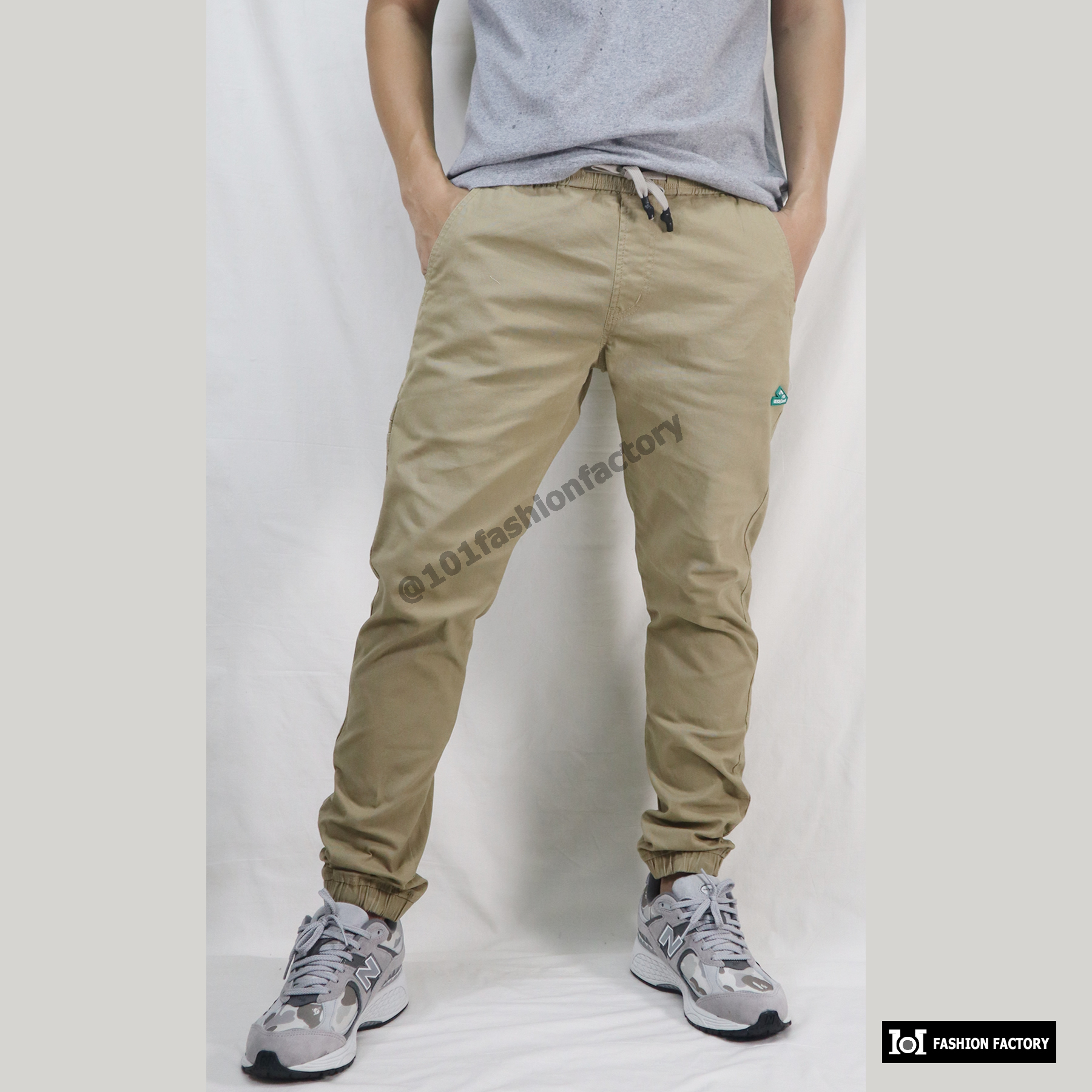 กางเกงขาจั้ม No.650/6 ผ้ายืด กางเกงแฟชั่น เรียบง่าย เข้าทุกชุด สีกากี | US101