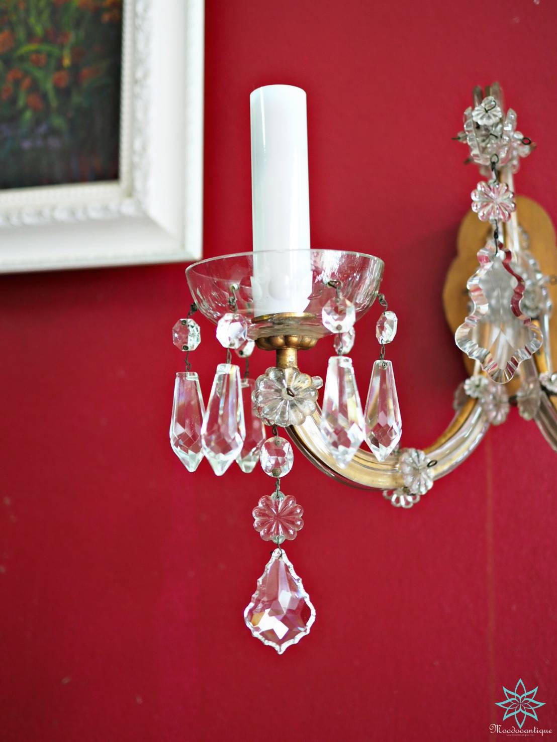 Pair Antique Glass wall sconce