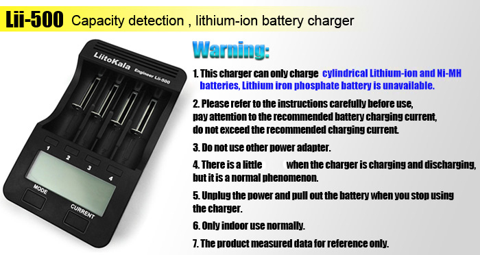 เครื่องชาร์จถ่าน Lii-500 แบบ 4 ก้อนพร้อมหน้าจอแสดงสถานะ