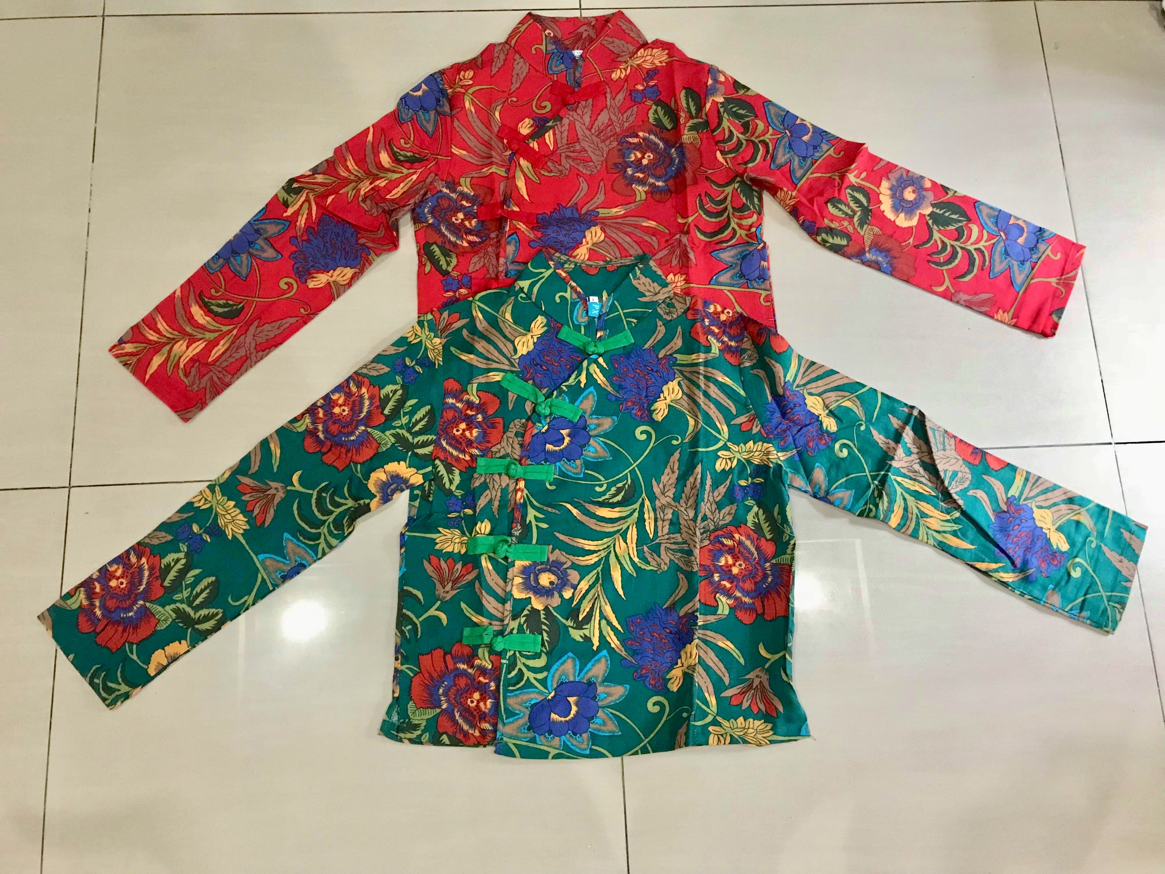 เสื้อสีแดงลาย. ผ้าฝ้าย. รหัส SN 45 สินค้าพร้อมส่ง