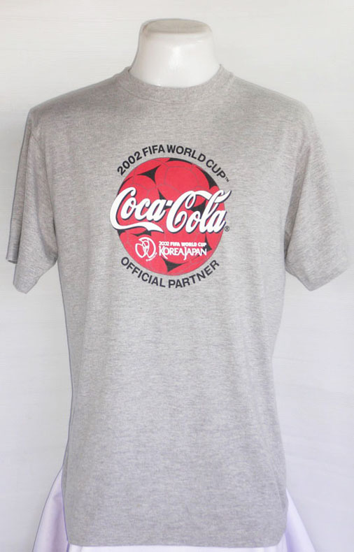 เสื้อยืดฟุตบอล Coca-Cola 2002 FIFA World Cup เกาหลีญี่ปุ่น ไซส์ L รอบอก 42 นิ้ว