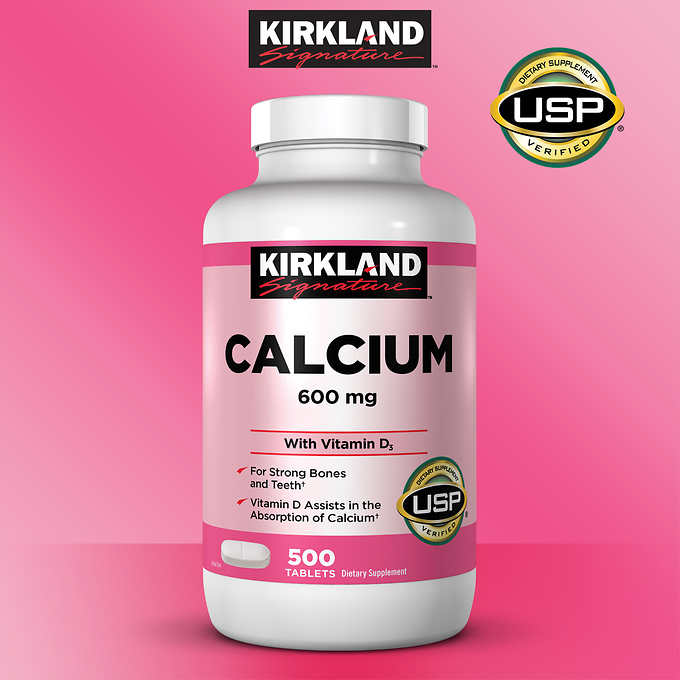 Kirkland Calcium 600mg + D3 ขนาด 500 เม็ด แคลเซียม หมดอายุ 12/2026