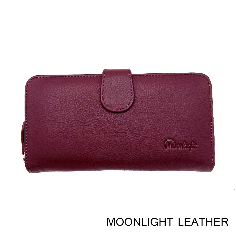 กระเป๋าสตางค์ผู้หญิง ใบยาวสวยงาม สีม่วง ทำจากหนังวัวแท้แสนนุ่ม ทนทาน โดนน้ำได้ ไม่ลอกร่อน พร้อมกล่องแบรนด์แท้