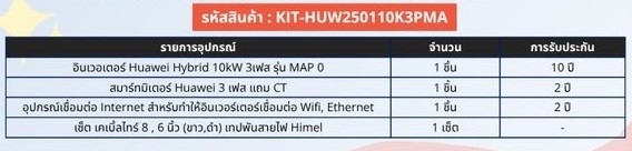 เซ็ต อินเวอร์เตอร์ 10kW 3 เฟส รุ่น MAPO KIT-HUW250110K3PMA