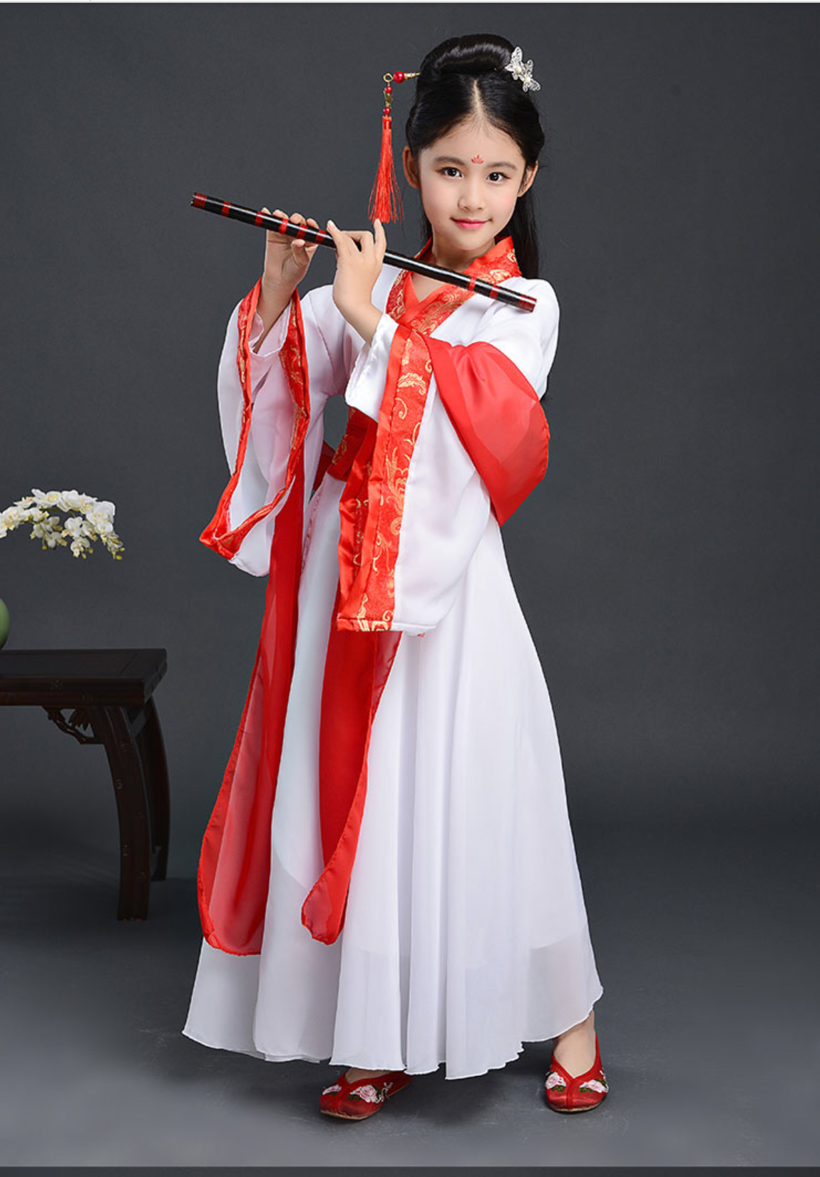 ชุดจีนราชวงศ์ฮั่น สีขาวแดง รหัส NR38