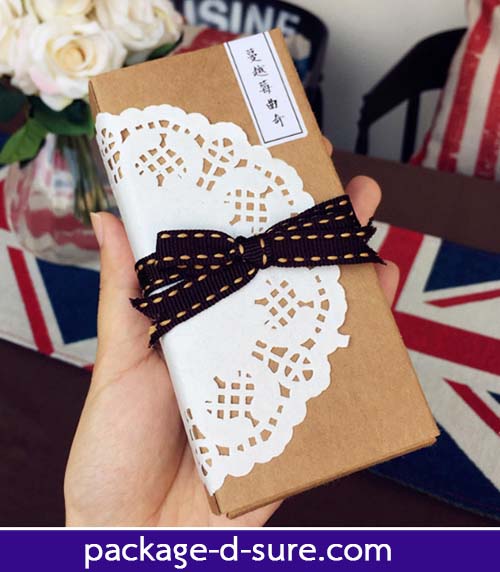 กล่องมาการองสั้น 2 ชิ้น 6.5x14.5x5.4 กระดาษคราฟ