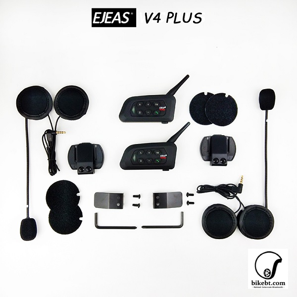 EJEAS V4 Plus บลูทูธติดหมวกกันน็อค Motorcycle Helmet Intercom Bluetooth Headset (แพคคู่)