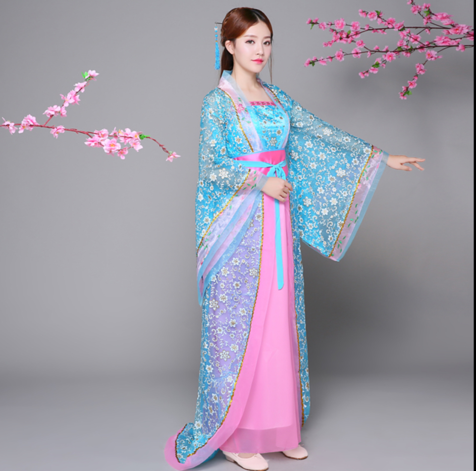 ชุดราชวงค์ถัง สีฟ้าชมพู รหัส BL 109 สินค้าพร้อมส่ง