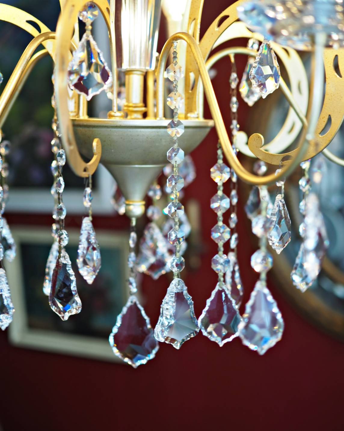 chanderlier คริสตัล Asfour โครงโลหะทำสี