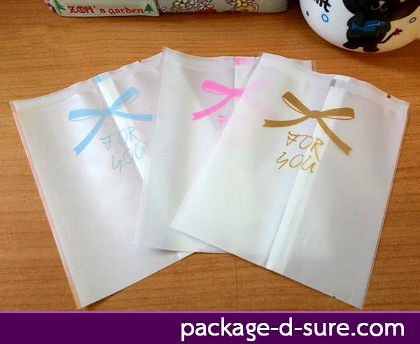 โปรโมชั่น//ถุงซีลกลาง ขอบเรียบ 8.5x11 เนื้อขุ่น โบว์น้ำตาล แพ็ค 100 ใบ