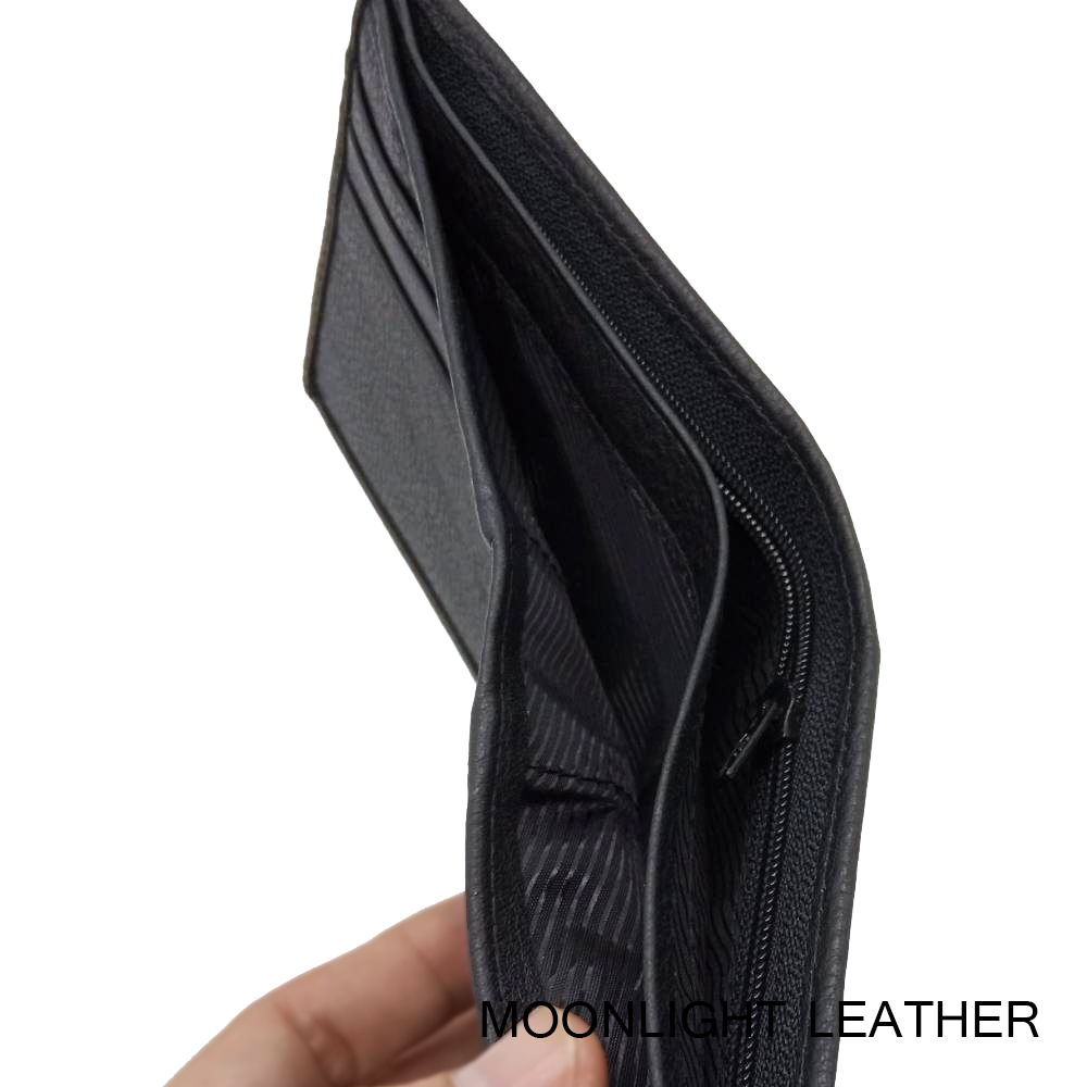 กระเป๋าสตางค์หนังวัวแท้ สำหรับผู้ชาย แบรนด์ Moonlight รุ่น Zean สีดำ สวย ทน เบาบาง นิ่มมาก พร้อมกล่องเป็นของขวัญได้