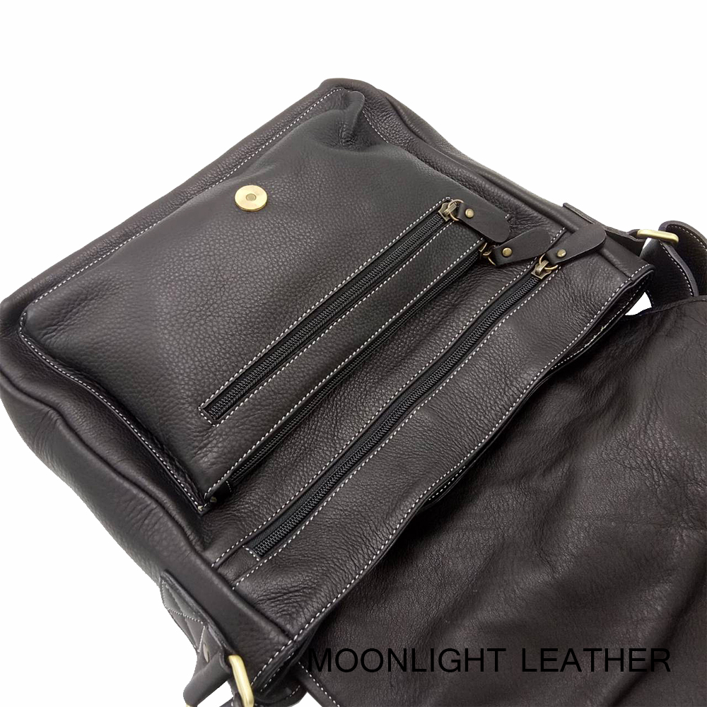 กระเป๋าหนังแท้สะพายข้าง สำหรับผู้ชาย Moonlight สีดำ ทำจากหนังวัวแท้ทั้งใบ นิ่มมาก ขนาดใหญ่ ไม่ลอก มีรับประกัน