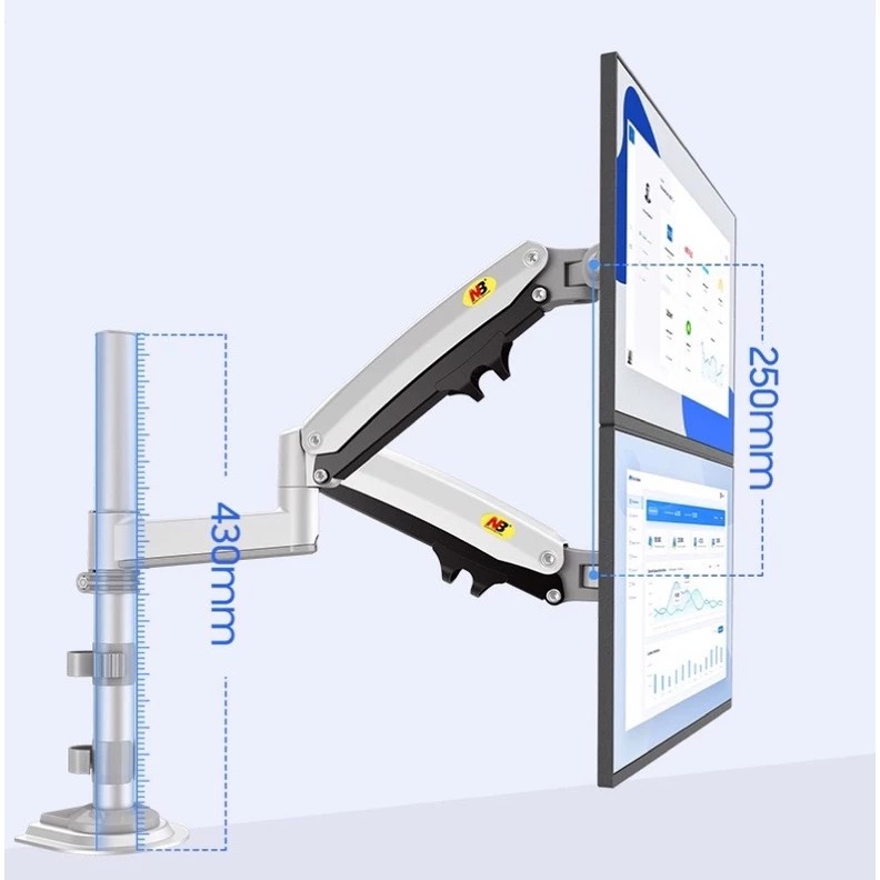 NB H180ขาตั้งจอคอม ขาตั้ง2จอ รองรับ17”-27”หมุนจอได้ ระบบ Gas sping ช่วยให้จัดตำแหน่งหน้าจอง่ายขึ้น