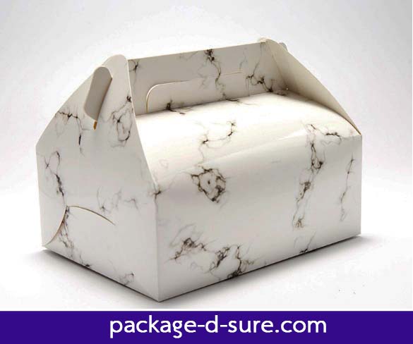 กล่องหูหิ้วเคลือบมัน ไซส์ใหญ่พิเศษ 15x20x9 กระดาษขาว ลายหินอ่อนเทา