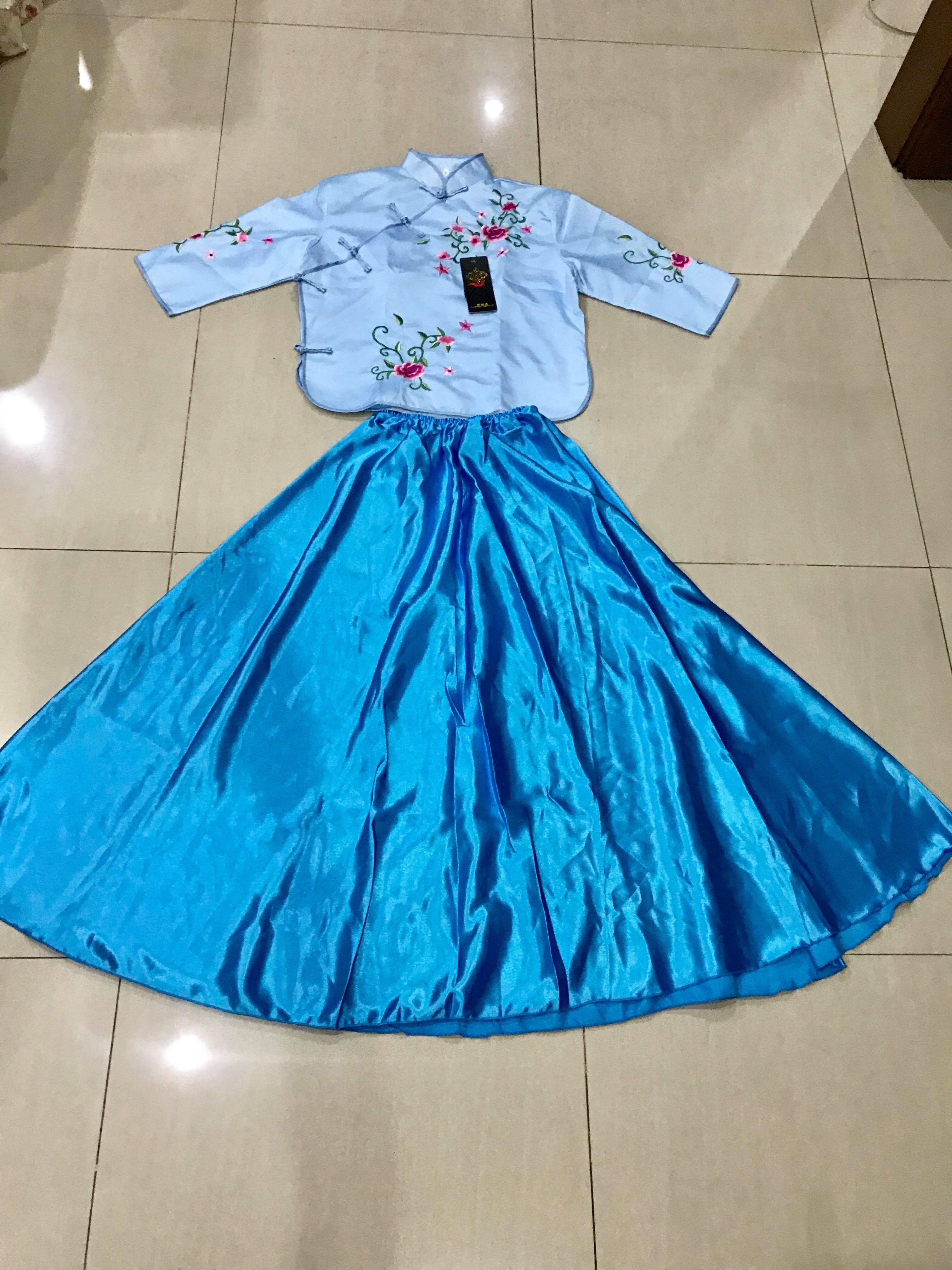 ชุด เสื้อ+กระโปรง สีฟ้า รหัส GH66. สินค้าพร้อมส่ง