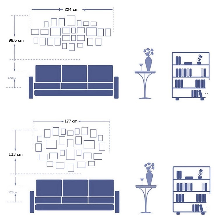 ชุดกรอบรูปติดผนัง White28 กรอบรูปสีขาว 28 ชิ้น พร้อมรูปภาพตามแบบและวัสดุติดตั้ง
